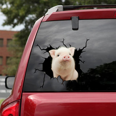 [sk0711-snf-lad]-mini-pig-crack-sticker-animals-lover