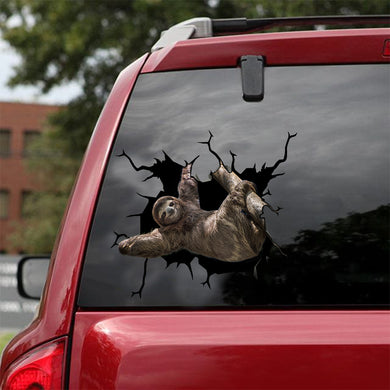 [sk0698-snf-lad]-sloth-crack-sticker-animals-lover