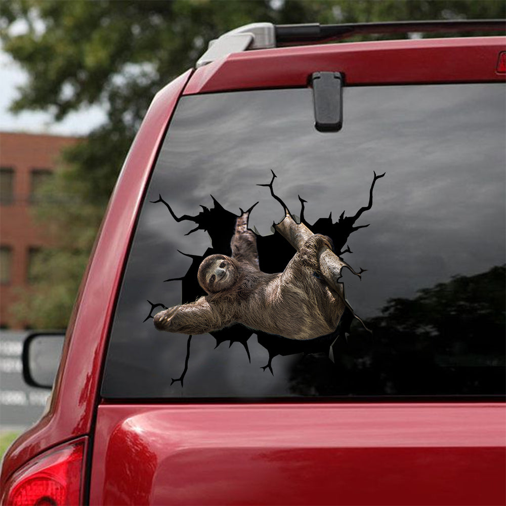 [sk0698-snf-lad]-sloth-crack-sticker-animals-lover