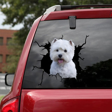 [sk0771-snf-lad]-westie-crack-car-sticker-dogs-lover