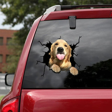 [ld1252-snf-lad]-golden-retriever-crack-car-sticker-dogs-lover