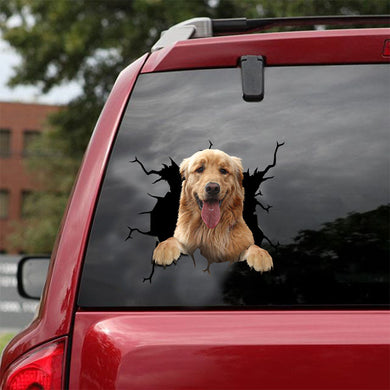 [ld1255-snf-lad]-golden-retriever-crack-car-sticker-dogs-lover