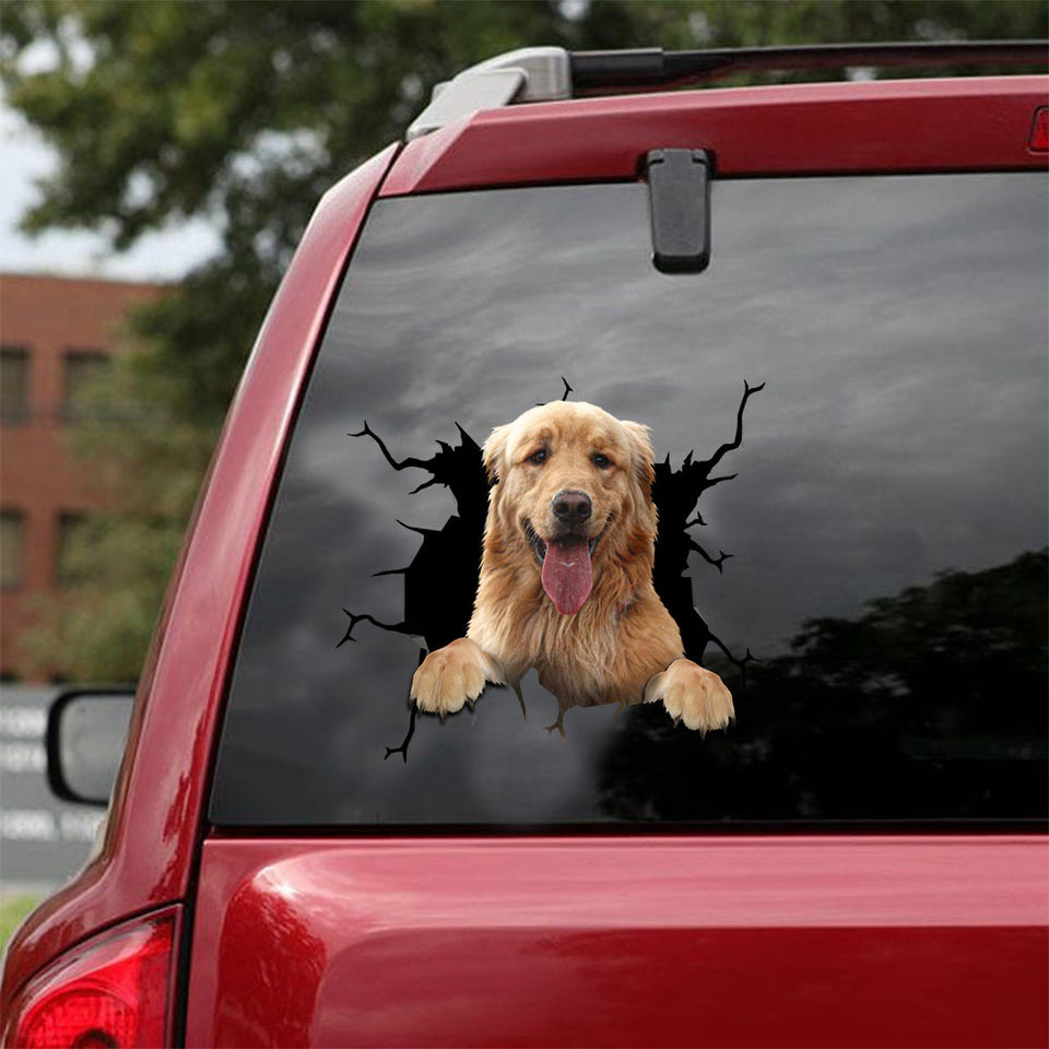 [ld1255-snf-lad]-golden-retriever-crack-car-sticker-dogs-lover