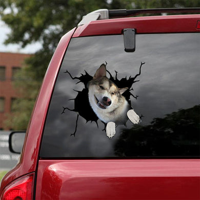 [ld1209-snf-lad]-siberian-husky-crack-car-sticker-dogs-lover