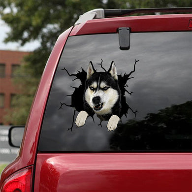 [ld1211-snf-lad]-siberian-husky-crack-car-sticker-dogs-lover