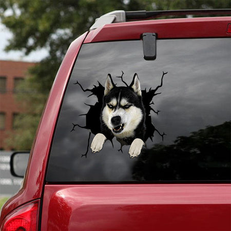 [ld1211-snf-lad]-siberian-husky-crack-car-sticker-dogs-lover