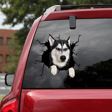 [ld1213-snf-lad]-siberian-husky-crack-car-sticker-dogs-lover