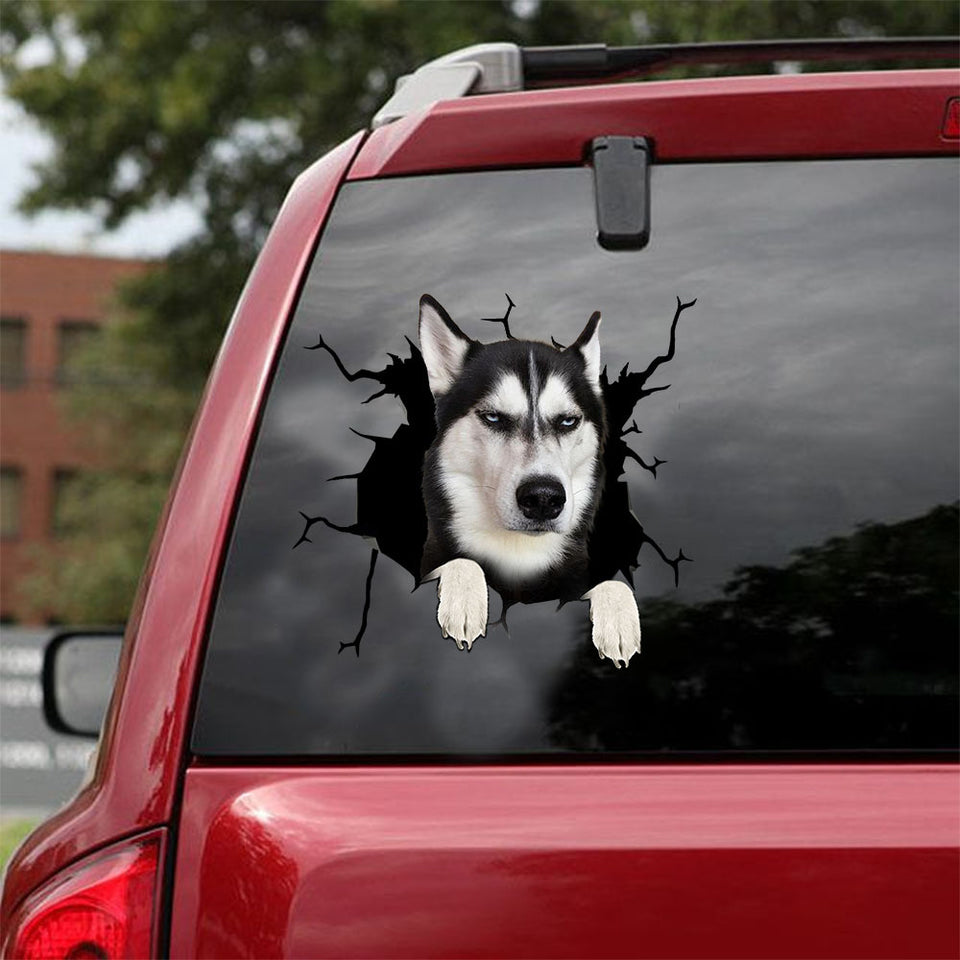 [ld1213-snf-lad]-siberian-husky-crack-car-sticker-dogs-lover