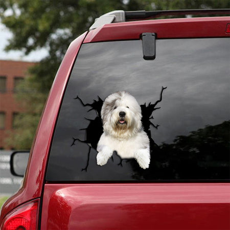 [sk1776-snf-tpa]-english-sheepdog-crack-car-sticker-dogs-lover