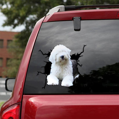 [sk1777-snf-tpa]-english-sheepdog-crack-car-sticker-dogs-lover