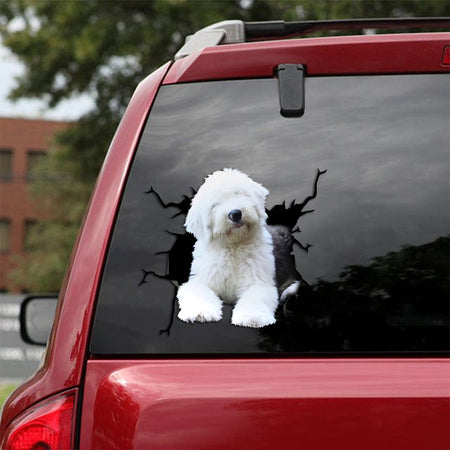 [sk1777-snf-tpa]-english-sheepdog-crack-car-sticker-dogs-lover