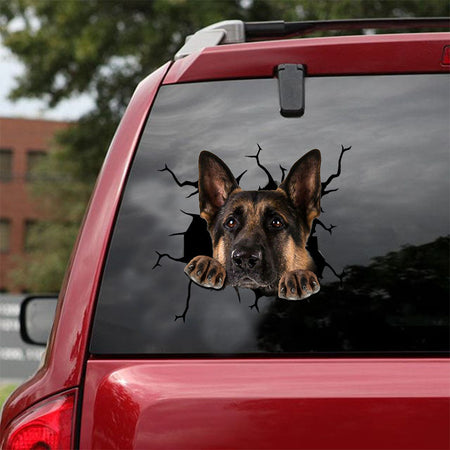 German Shepherd Crack Sticker Cute Funny Gifs Custom Sticker Sheets Christmas Gifts For Girlfriend