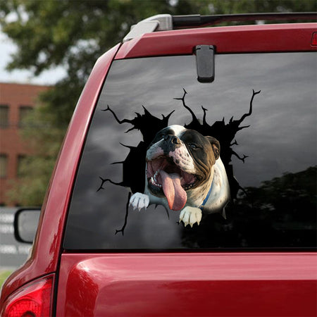 [sk1884-snf-lad]-olde-english-bulldog-crack-car-sticker-dogs-lover