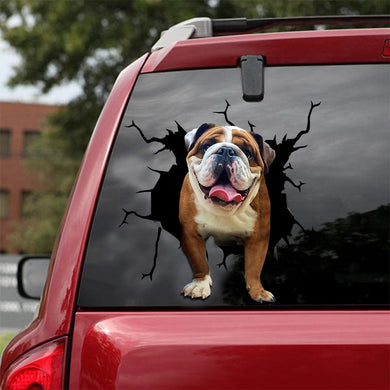 [sk1887-snf-lad]-english-bulldog-crack-car-sticker-dogs-lover