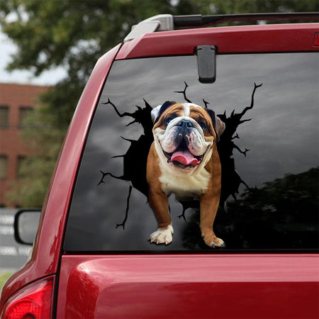[sk1887-snf-lad]-english-bulldog-crack-car-sticker-dogs-lover