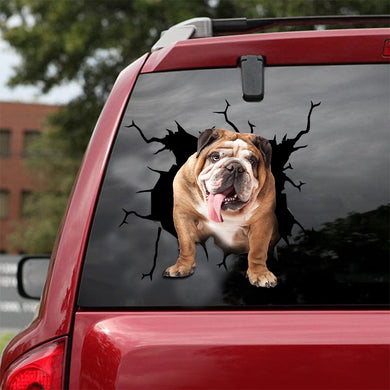 [sk1888-snf-lad]-english-bulldog-crack-car-sticker-dogs-lover