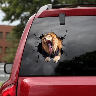 [ld1292-snf-lad]-lion-crack-car-sticker-lions-lover