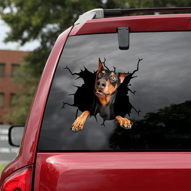 [ld1628-snf-lad]-dobermann-crack-car-sticker-dogs-lover