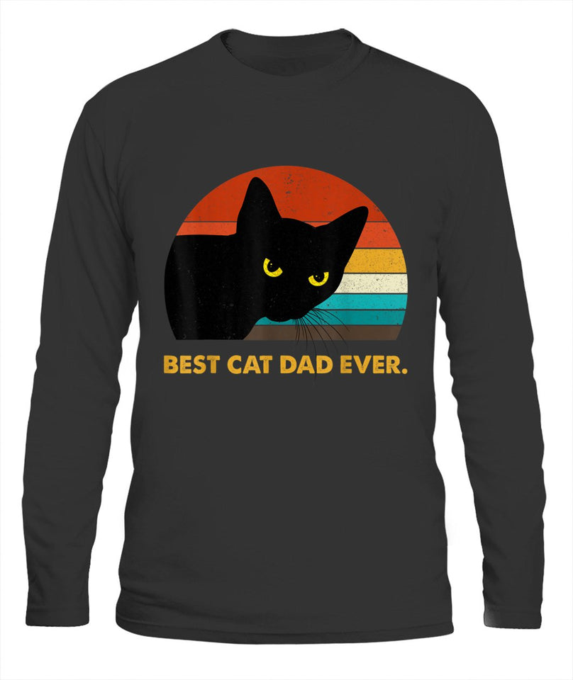 Best Cat Dad Ever Vintage Mens TShirt Black Cat Daddy Tee