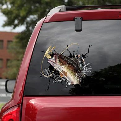 [sk0938-snf-tpa]-largemouth-bass-crack-car-sticker-fishing-lover