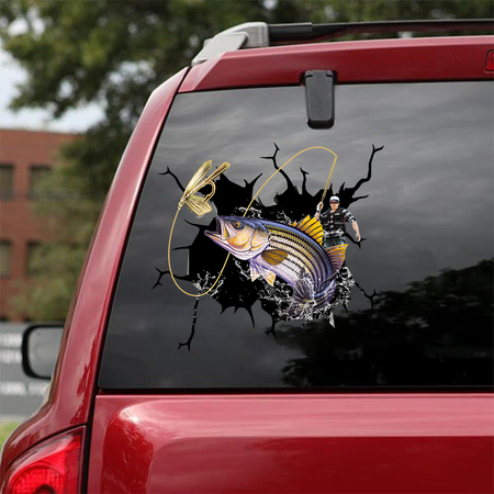 [sk0845-snf-ptd]-striped-bass-fishing-crack-sticker-fishing-lover