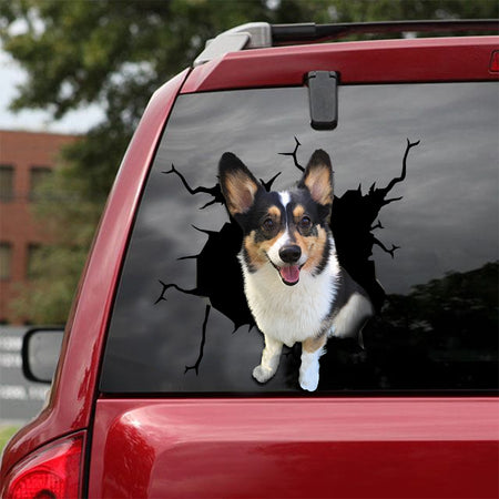 [sk1883-snf-lad]-corgi-crack-car-sticker-dogs-lover