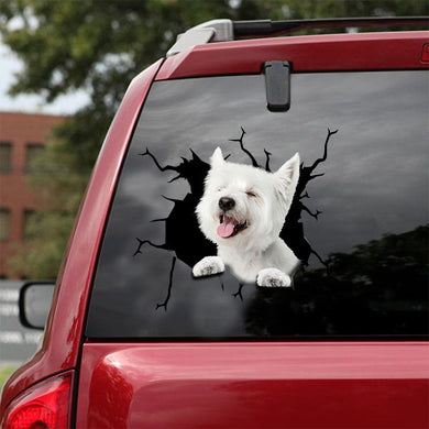 [sk1917-snf-lad]-west-highland-white-terrier-crack-car-sticker-dogs-lover