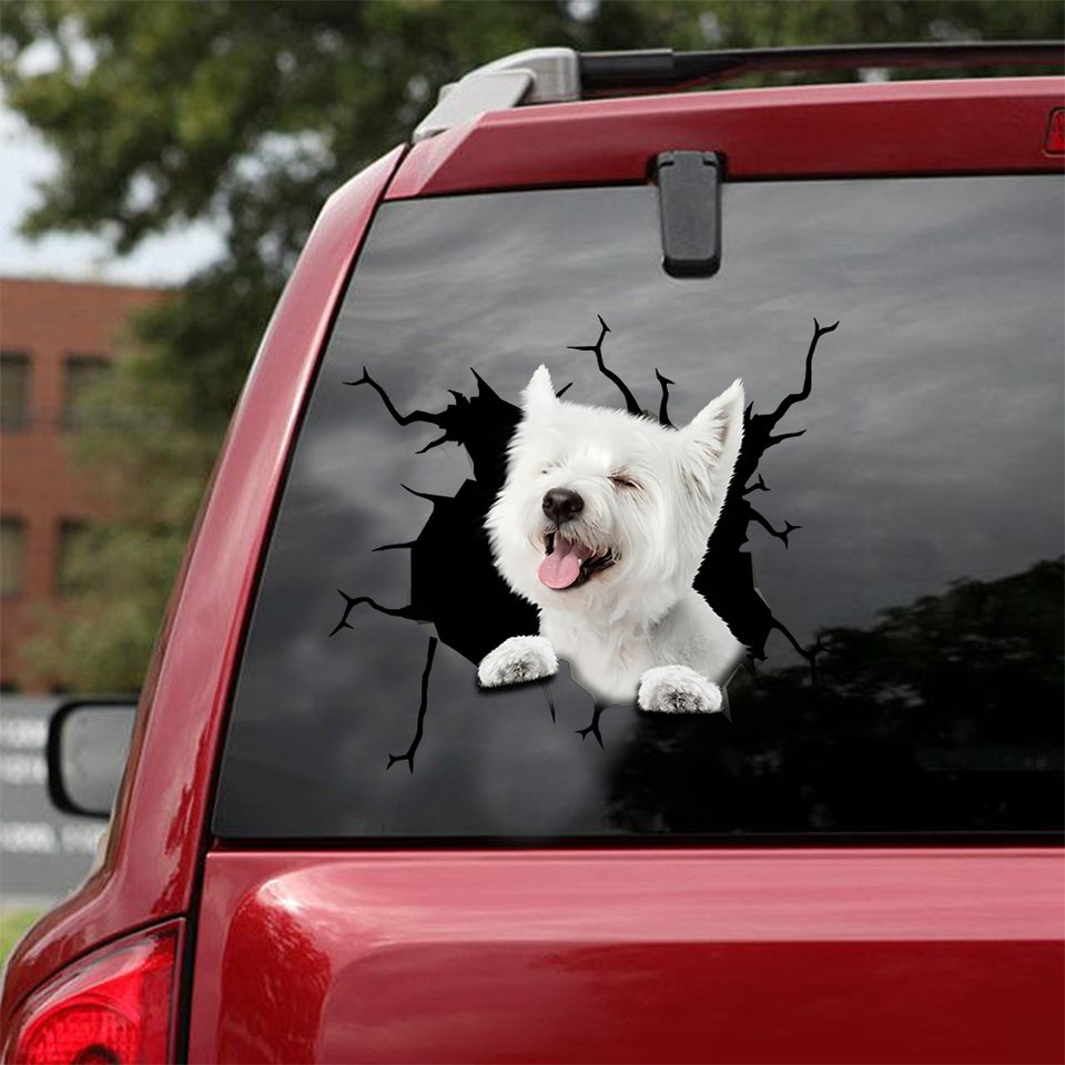 [sk1917-snf-lad]-west-highland-white-terrier-crack-car-sticker-dogs-lover