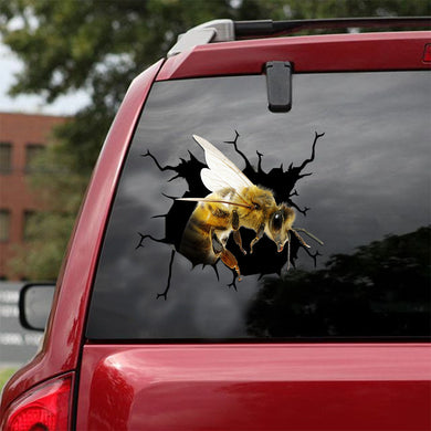 [ld0926-snf-lad]-honey-bee-crack-car-sticker-bees-lover