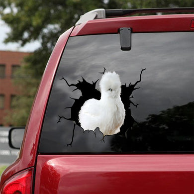 [sk0909-snf-lad]-silkie-chicken-crack-sticker-animals-lover