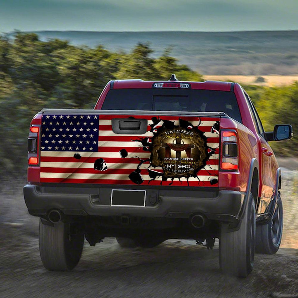 Jesus Cross Way Maker Miracle Worker truck Tailgate Decal Sticker Wrap Tailgate Wrap Decals For Trucks