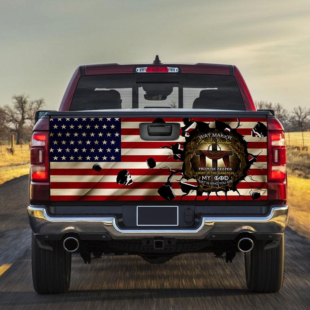 Jesus Cross Way Maker Miracle Worker truck Tailgate Decal Sticker Wrap Tailgate Wrap Decals For Trucks