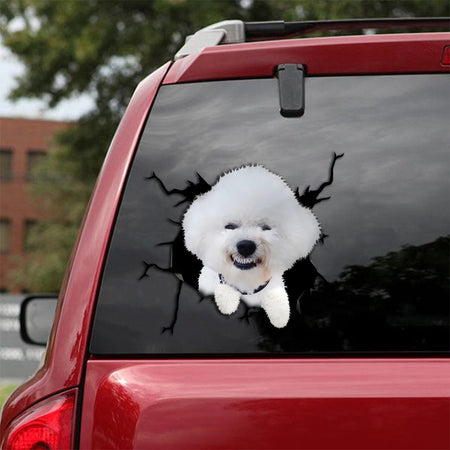 [th0025-snf-tpa]-bichon-frise-crack-car-sticker-dogs-lover