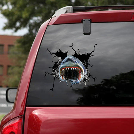 [sk1026-snf-ptd]-shark-crack-car-sticker-fishing-lover