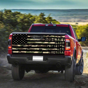 Husband Daddy Protector Hero Veterans truck Tailgate Decal Sticker Wrap Tailgate Wrap Decals For Trucks