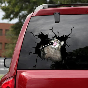 [sk0427-snf-tpa] Funny Cats Crack Car Sticker Cats Lover - Camellia Print