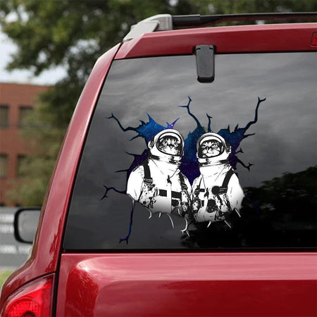 [sk0431-snf-tpa] Funny Cats Crack Car Sticker Cats Lover - Camellia Print