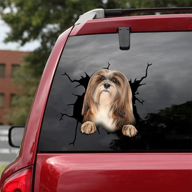 [da0021-snf-tnt]-lhasa-apso-crack-car-sticker-dogs-lover