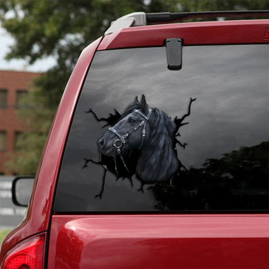 [th0041-snf-tpa]-black-horse-crack-car-sticker-horse-lover