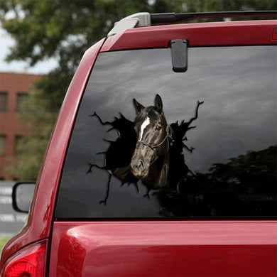 [th0043-snf-tpa]-black-horse-crack-car-sticker-horse-lover