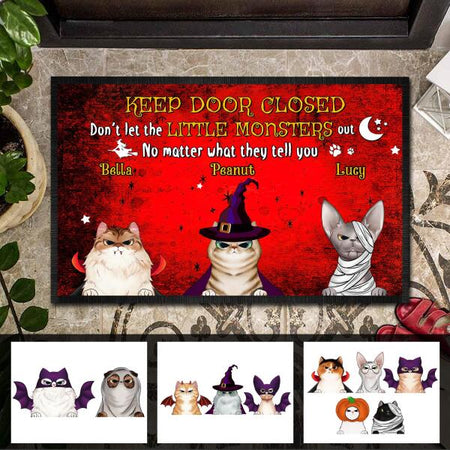 Keep Door Close No Matter What They Tell You Customized Doormat Halloween Lovers Cat Lovers
