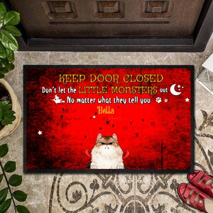 Keep Door Close No Matter What They Tell You Customized Doormat Halloween Lovers Cat Lovers