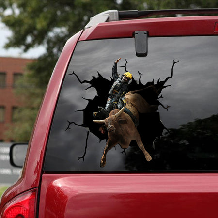 [ld0070-snf-lad]-bull-riding-crack-car-sticker-