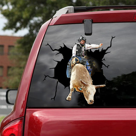 [ld0073-snf-lad]-bull-riding-crack-car-sticker-