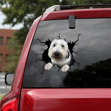 [ld1414-snf-lad]-old-english-sheepdog-crack-car-sticker-dogs-lover