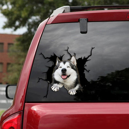 [sk1003-snf-tpa]-alaska-malamute-crack-car-sticker-dogs-lover