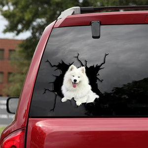 [sk1004-snf-tpa]-samoyed-crack-car-sticker-dogs-lover