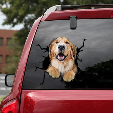 [th0052-snf-tpa]-golden-retriever-crack-car-sticker-dogs-lover