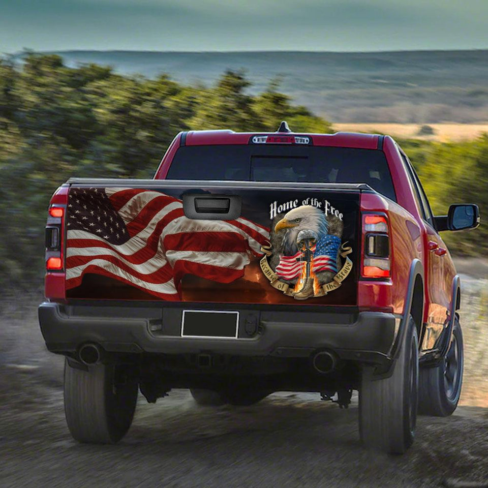 Home Of The Free Because Of The Bratruck Tailgate Decal Sticker Wrap Tailgate Wrap Decals For Trucks