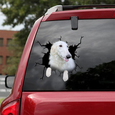 [ld1432-snf-lad]-borzois-crack-car-sticker-dogs-lover